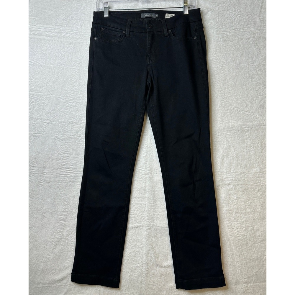 Level 99 Lily Crop Jeans Black Skinny Straight Mid Rise Denim Size 28